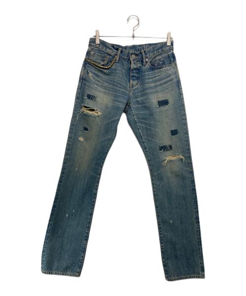 Hysteric Glamour（ヒステリックグラマー）Hysteric Glamour (ヒステリックグラマー) スクエアウインドウリメイク スリムストレートデニムパンツ インディゴ サイズ:29の古着・服飾アイテム