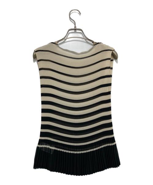 SPECCHIO（スペッチオ）SPECCHIO (スペッチオ) アンサンブルプリーツカーディガン ベージュ サイズ:40 未使用品の古着・服飾アイテム