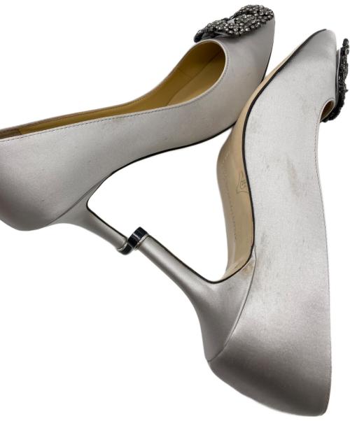 Manolo Blahnik（マノロブラニク）Manolo Blahnik (マノロブラニク) 【HANGISI】サテンヒールパンプス シルバー サイズ:38の古着・服飾アイテム