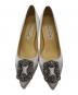Manolo Blahnik (マノロブラニク) 【HANGISI】サテンヒールパンプス シルバー サイズ:38：18000円