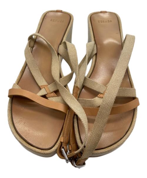 HERMES（エルメス）HERMES (エルメス) クロスストラップベルトサンダル ベージュ サイズ:-の古着・服飾アイテム