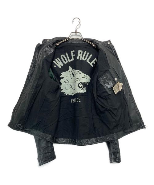 DIESEL（ディーゼル）DIESEL (ディーゼル) WOLF RULEレザージャケット ブラック サイズ:Lの古着・服飾アイテム