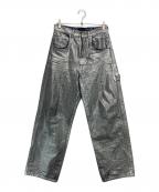 Marc by Marc Jacobsマークバイマークジェイコブス）の古着「モノクロマチック モノグラム デニム オーバーサイズ ジーンズ」｜シルバー