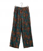 MAISON SPECIALメゾンスペシャル）の古着「カットオフリーフジャガード1タックワイドパンツ」｜グリーン