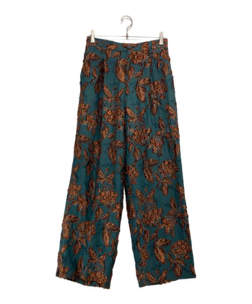 MAISON SPECIAL（メゾンスペシャル）MAISON SPECIAL (メゾンスペシャル) カットオフリーフジャガード1タックワイドパンツ グリーン サイズ:02の古着・服飾アイテム