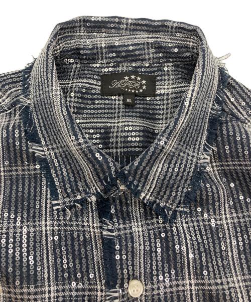 AFB（エーエフビー）AFB (エーエフビー) スパンコール長袖シャツ ネイビー サイズ:XLの古着・服飾アイテム