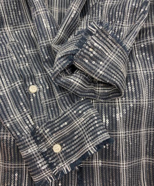 AFB（エーエフビー）AFB (エーエフビー) スパンコール長袖シャツ ネイビー サイズ:XLの古着・服飾アイテム