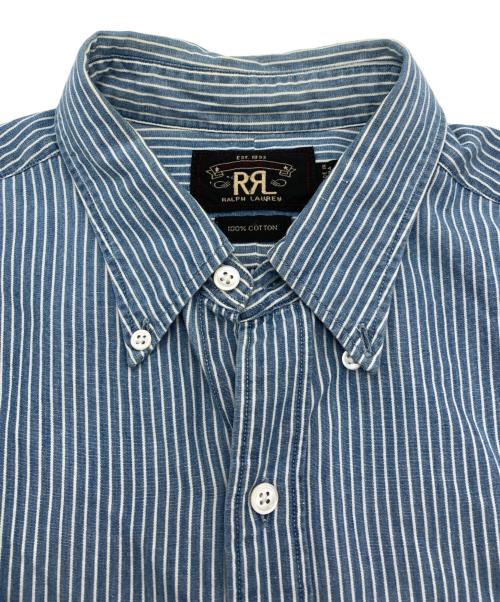 RRL（ダブルアールエル）RRL (ダブルアールエル) ボタンダウンストライプシャツ ブルー サイズ:Sの古着・服飾アイテム