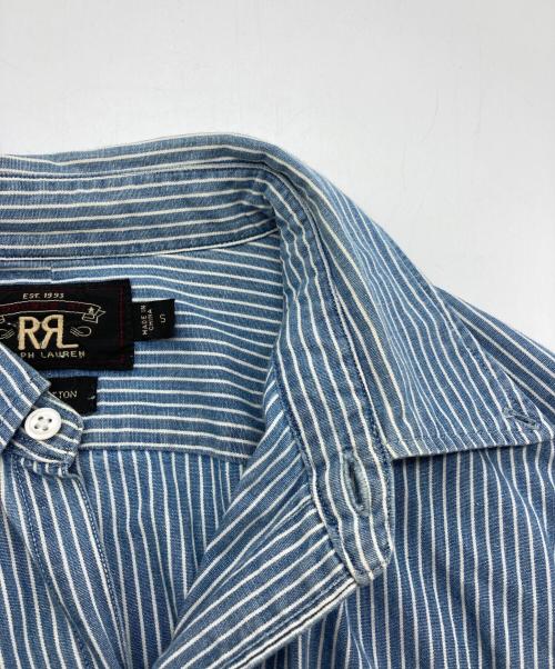 RRL（ダブルアールエル）RRL (ダブルアールエル) ボタンダウンストライプシャツ ブルー サイズ:Sの古着・服飾アイテム