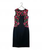 TADASHI SHOJIタダシ ショージ）の古着「フラワー刺繍ドレス」｜ブラック