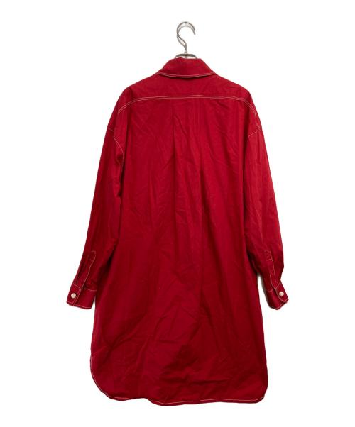 Christian Dior BOUTIQUE（クリスチャン ディオールブティック）Christian Dior BOUTIQUE (クリスチャン ディオールブティック) ［OLD］CD刺繍シャツワンピース レッド サイズ:38の古着・服飾アイテム