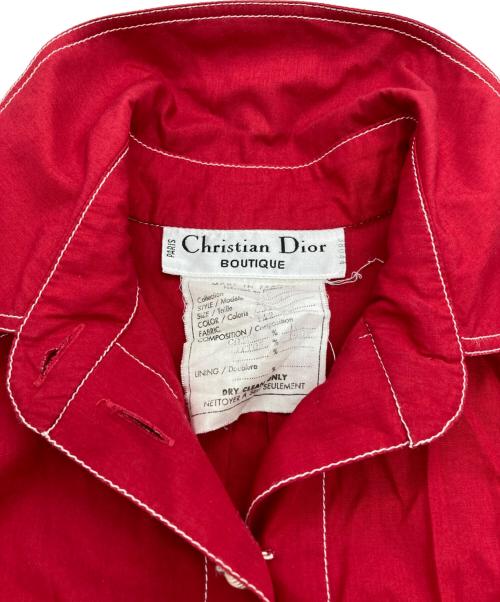 Christian Dior BOUTIQUE（クリスチャン ディオールブティック）Christian Dior BOUTIQUE (クリスチャン ディオールブティック) ［OLD］CD刺繍シャツワンピース レッド サイズ:38の古着・服飾アイテム