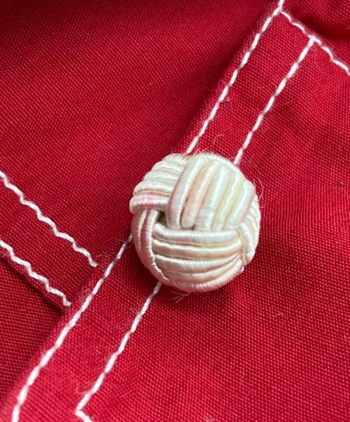 Christian Dior BOUTIQUE（クリスチャン ディオールブティック）Christian Dior BOUTIQUE (クリスチャン ディオールブティック) ［OLD］CD刺繍シャツワンピース レッド サイズ:38の古着・服飾アイテム