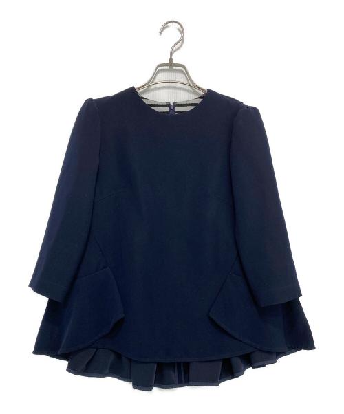 BORDERS at BALCONY（ボーダーズアットバルコニー）BORDERS AT BALCONY (ボーダーズアットバルコニー) バックラッフルトップ ネイビー サイズ:36の古着・服飾アイテム