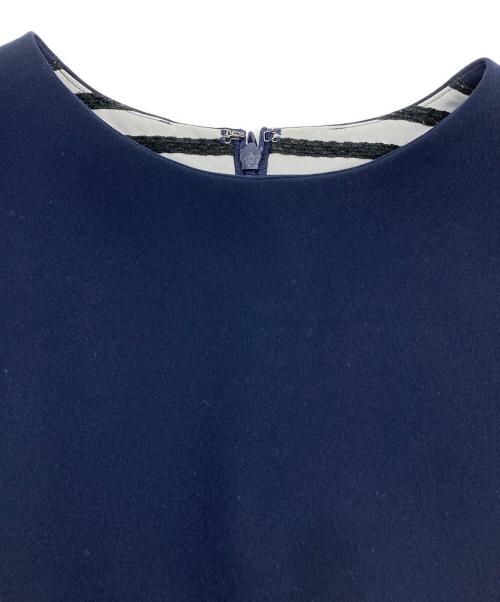 BORDERS at BALCONY（ボーダーズアットバルコニー）BORDERS AT BALCONY (ボーダーズアットバルコニー) バックラッフルトップ ネイビー サイズ:36の古着・服飾アイテム