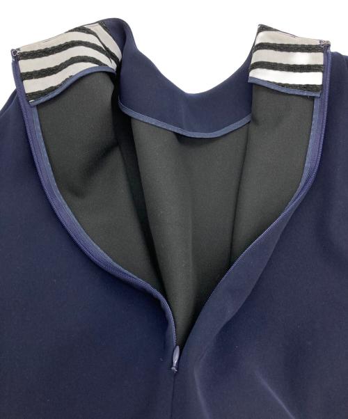 BORDERS at BALCONY（ボーダーズアットバルコニー）BORDERS AT BALCONY (ボーダーズアットバルコニー) バックラッフルトップ ネイビー サイズ:36の古着・服飾アイテム