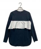 YOKO CHANヨーコチャン）の古着「フロントラッフルブラウス」｜ネイビー×ホワイト