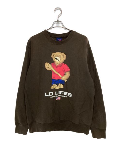 Acapulco Gold（アカプルコ ゴールド）Acapulco Gold (アカプルコ ゴールド) ベアプリントスウェット ブラウン サイズ:SIZE Lの古着・服飾アイテム