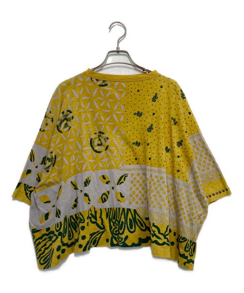 45R（フォーティファイブ・アール）45R (フォーティファイブ・アール) 水玉ミックスバンダナのビッグＴシャツ イエローの古着・服飾アイテム
