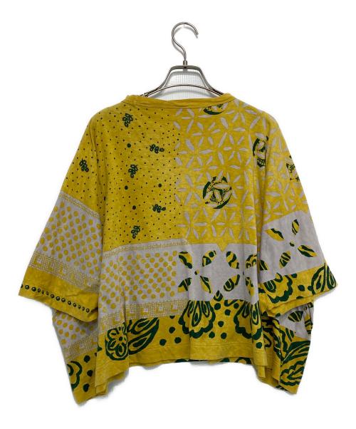 45R（フォーティファイブ・アール）45R (フォーティファイブ・アール) 水玉ミックスバンダナのビッグＴシャツ イエローの古着・服飾アイテム