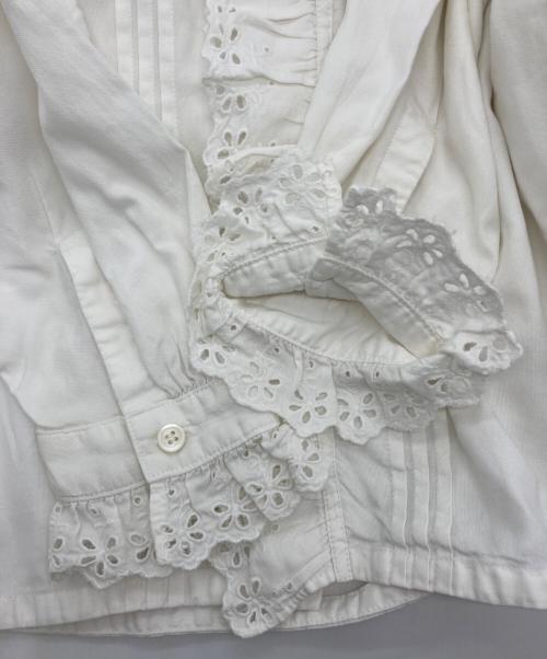 45R（フォーティファイブ・アール）45R (フォーティファイブ・アール) 薄オックスのフリルブラウス ホワイト サイズ:・・の古着・服飾アイテム