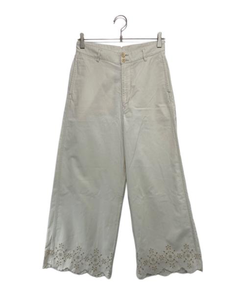 45R（フォーティファイブ・アール）45R (フォーティファイブ・アール) ポプリンのカットワークパンツ ベージュ サイズ:3の古着・服飾アイテム