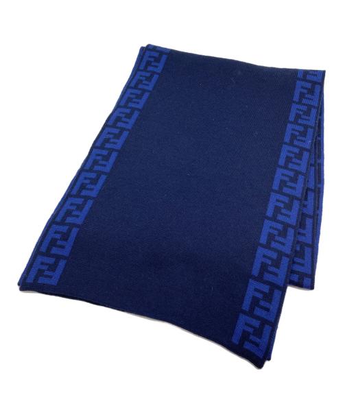 FENDI（フェンディ）FENDI (フェンディ) ズッカ柄ウールマフラー ブルーの古着・服飾アイテム