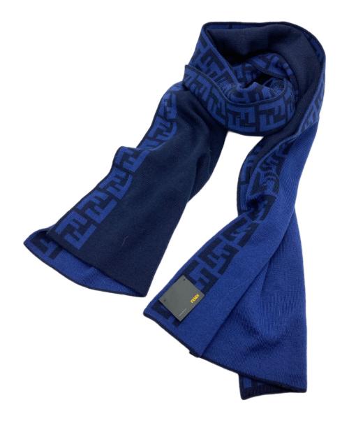 FENDI（フェンディ）FENDI (フェンディ) ズッカ柄ウールマフラー ブルーの古着・服飾アイテム