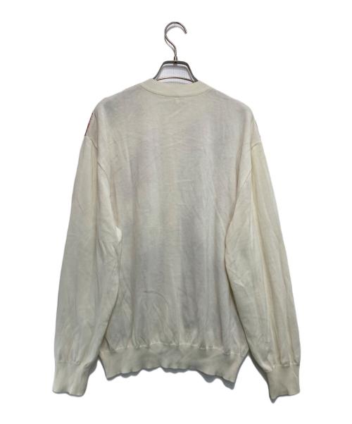 Salvatore Ferragamo（サルヴァトーレ フェラガモ）Salvatore Ferragamo (サルヴァトーレ フェラガモ) スカーフ 切替ニットカーディガン ベージュ サイズ:XLの古着・服飾アイテム