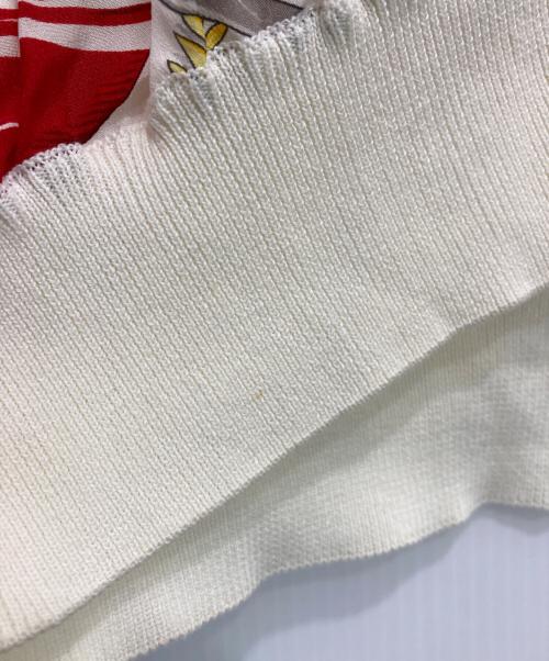 Salvatore Ferragamo（サルヴァトーレ フェラガモ）Salvatore Ferragamo (サルヴァトーレ フェラガモ) スカーフ 切替ニットカーディガン ベージュ サイズ:XLの古着・服飾アイテム