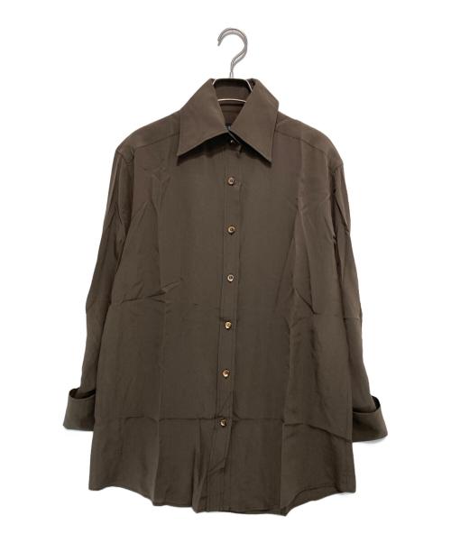 GUCCI（グッチ）GUCCI (グッチ) ［OLD］長袖シルクシャツ ブラウン サイズ:40の古着・服飾アイテム