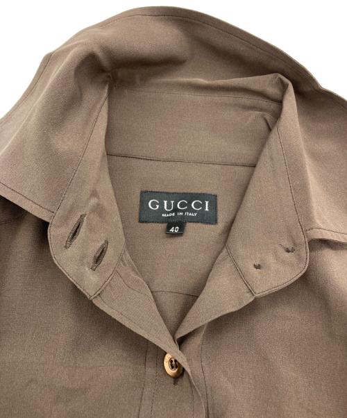 GUCCI（グッチ）GUCCI (グッチ) ［OLD］長袖シルクシャツ ブラウン サイズ:40の古着・服飾アイテム