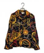 CELINEセリーヌ）の古着「［OLD］スカーフ柄シルクシャツ」｜ブラック