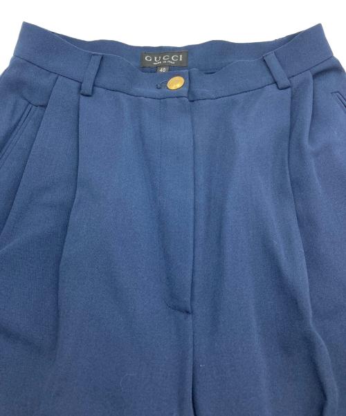 GUCCI（グッチ）GUCCI (グッチ) ［OLD］金釦ウール混ツータックスラックス ネイビー サイズ:40の古着・服飾アイテム