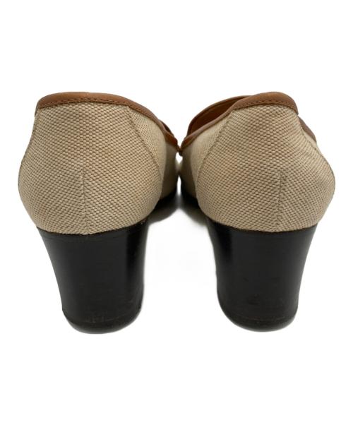 HERMES（エルメス）HERMES (エルメス) Hロゴキャンバスローファー ベージュ サイズ:37の古着・服飾アイテム