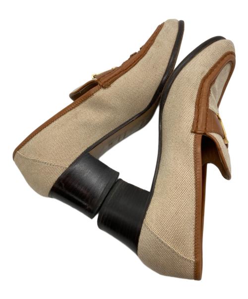 HERMES（エルメス）HERMES (エルメス) Hロゴキャンバスローファー ベージュ サイズ:37の古着・服飾アイテム