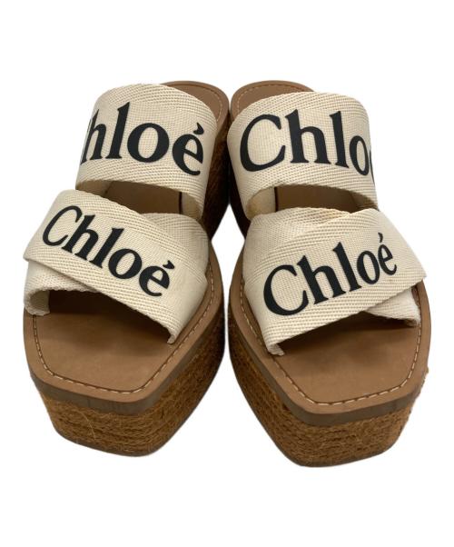 Chloe（クロエ）Chloe (クロエ) Woody ウェッジ エスパドリーユ サンダル ベージュ サイズ:37の古着・服飾アイテム