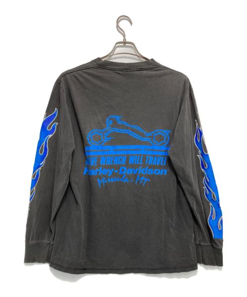 HARLEY-DAVIDSON（ハーレーダビッドソン）HARLEY-DAVIDSON (ハーレーダビッドソン) ［古着］Blue Flame Long TEE グレー サイズ:LGの古着・服飾アイテム