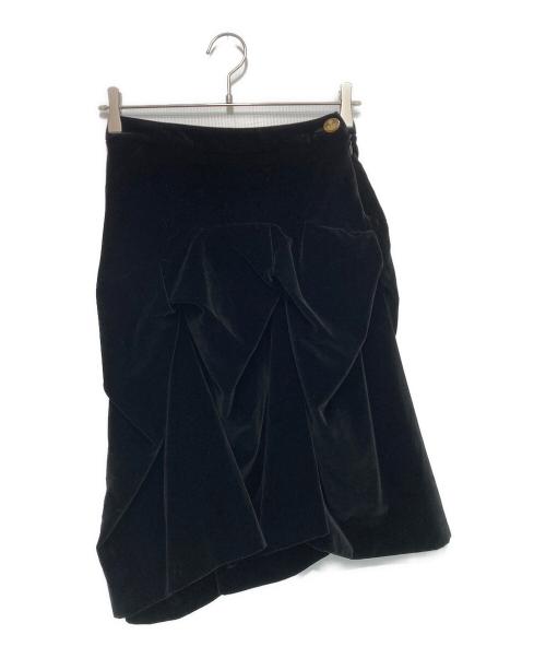 Vivienne Westwood RED LABEL（ヴィヴィアンウエストウッドレッドレーベル）Vivienne Westwood RED LABEL (ヴィヴィアンウエストウッドレッドレーベル) タックベロアスカート ブラック サイズ:38の古着・服飾アイテム