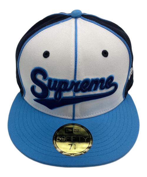 New Era（ニューエラ）New Era (ニューエラ) Supreme (シュプリーム) PIPING SCRIPT LOGO NEW ERA キャップ ブルー サイズ:7⅝　60.6cmの古着・服飾アイテム