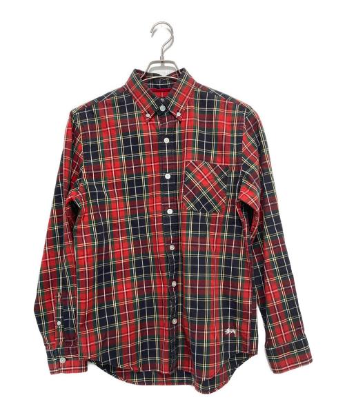 stussy（ステューシー）stussy (ステューシー) ボタンダウンシャツ レッド サイズ:Mの古着・服飾アイテム