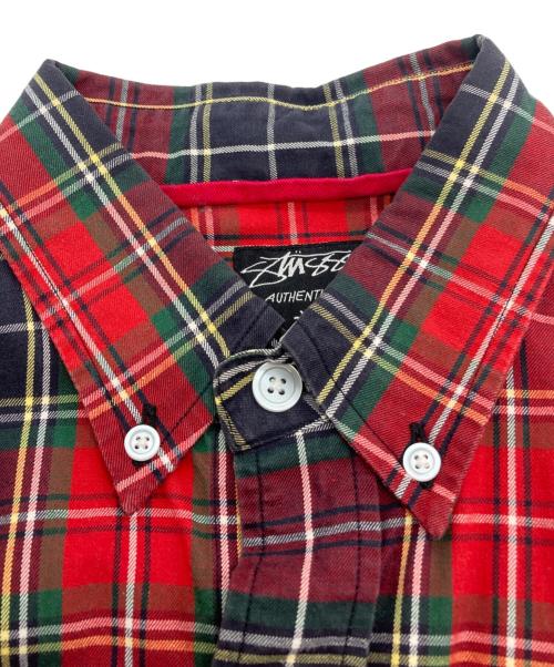 stussy（ステューシー）stussy (ステューシー) ボタンダウンシャツ レッド サイズ:Mの古着・服飾アイテム