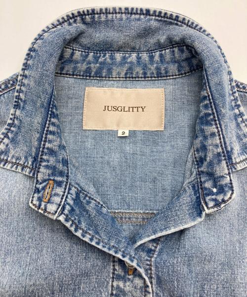 JUSGLITTY（ジャスグリッティー）JUSGLITTY (ジャスグリッティー) クロップドデニムシャツ インディゴ サイズ:2の古着・服飾アイテム