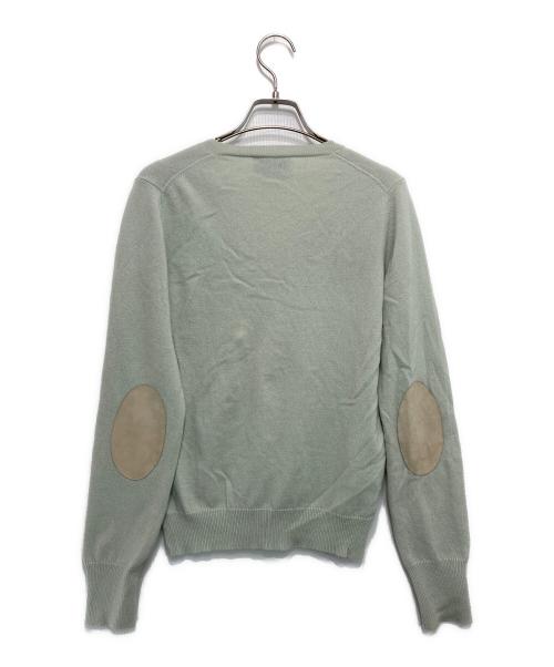PRADA（プラダ）PRADA (プラダ) カシミヤエルボーパッチVネックニット ミントグリーン サイズ:42（170/84A）の古着・服飾アイテム