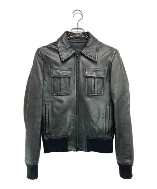 LITHIUM HOMME（リチウムオム・ファム）LITHIUM HOMME (リチウムオム・ファム) ラムレザー A-2 ライダース ブラック サイズ:46の古着・服飾アイテム