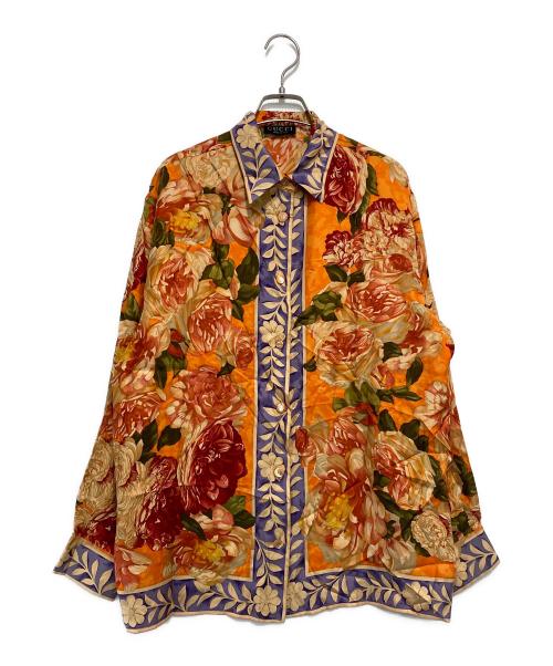GUCCI（グッチ）GUCCI (グッチ) ［OLD］シルク総柄シャツ オレンジ サイズ:42の古着・服飾アイテム