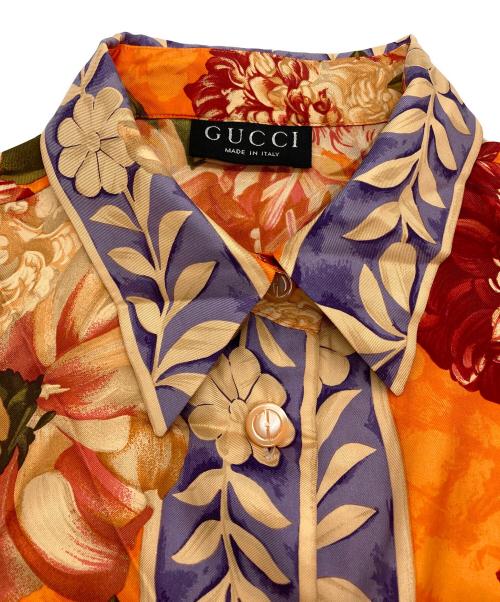GUCCI（グッチ）GUCCI (グッチ) ［OLD］シルク総柄シャツ オレンジ サイズ:42の古着・服飾アイテム