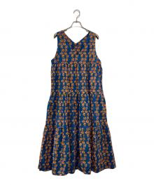 TIGRE BROCANTE（ティグルブロカンテ）の古着「マリーゴールドティアードワンピース」｜ブルー×オレンジ