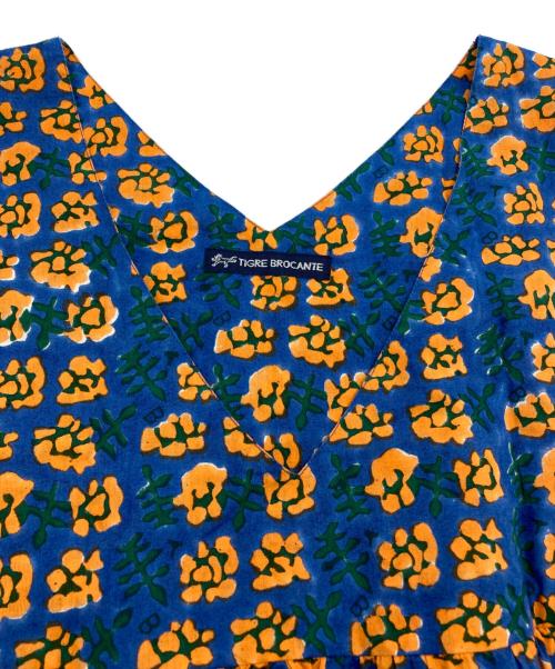 TIGRE BROCANTE（ティグルブロカンテ）TIGRE BROCANTE (ティグルブロカンテ) マリーゴールドティアードワンピース ブルー×オレンジ サイズ:-の古着・服飾アイテム