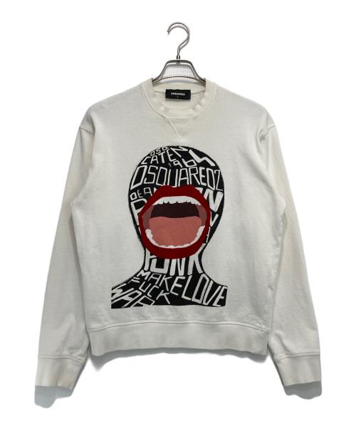 DSQUARED2（ディースクエアード）DSQUARED2 (ディースクエアード) クルーネックスウェット ホワイト サイズ:Lの古着・服飾アイテム